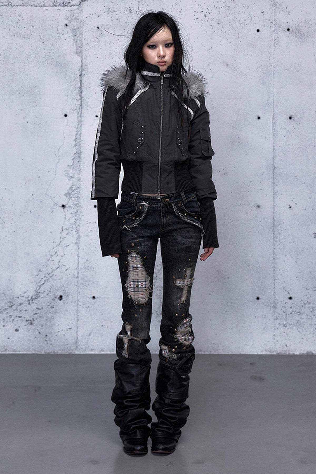 Hooded Fur Collar Parka Outer