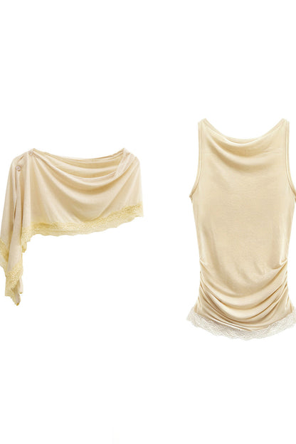 Tencel Linen Shawl Blouse Set