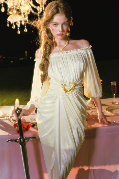 Satin Off-Shoulder Dress