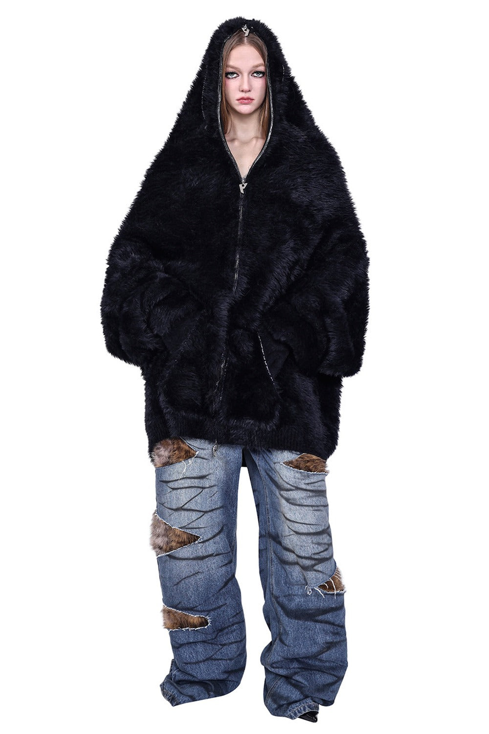 Reversible Mink Fur Hooded Gloves Jacket