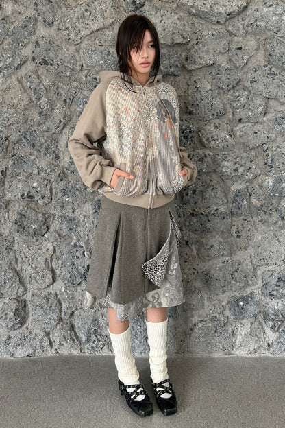 Kapuzenpullover mit floralem Leopardenmuster