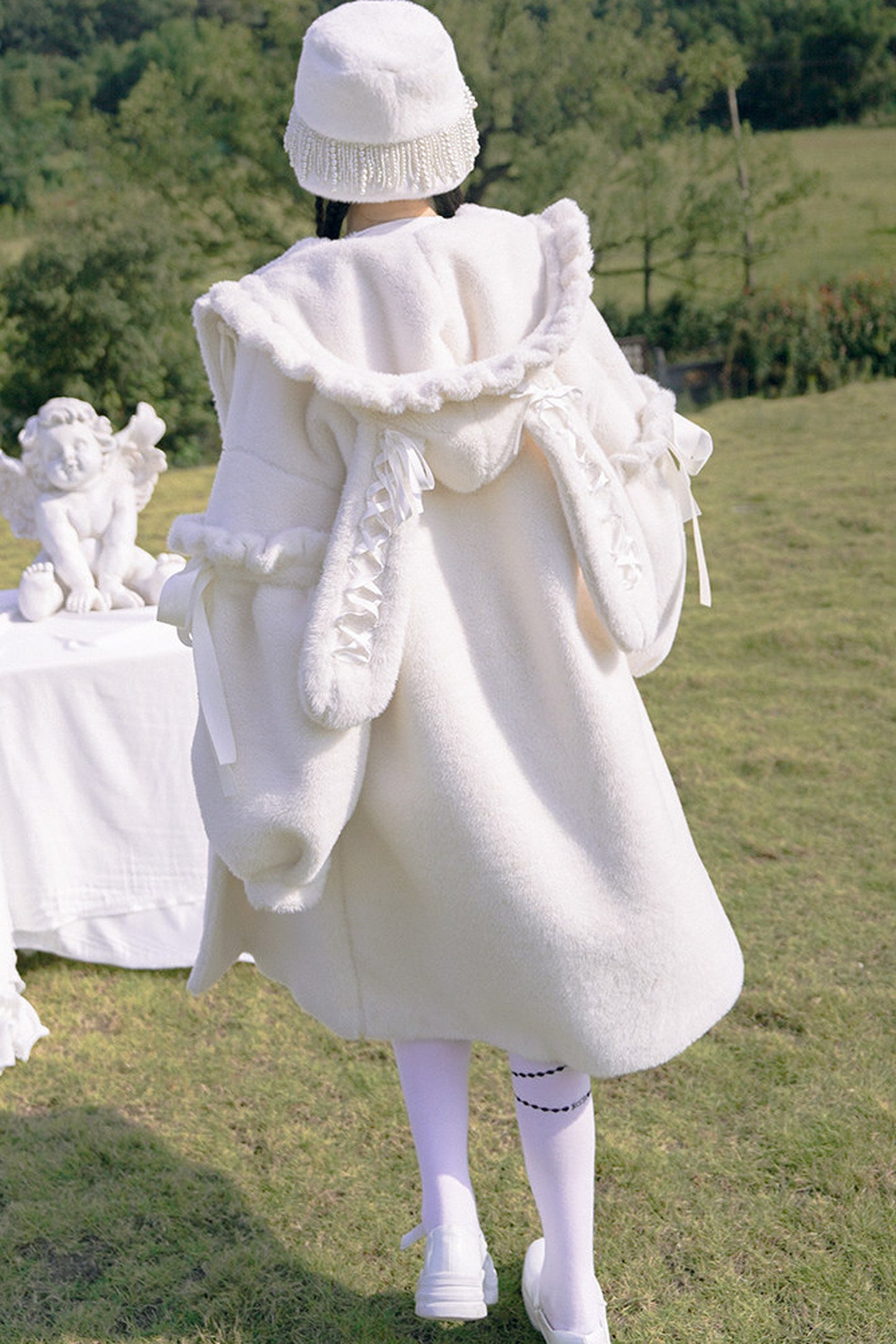 Bunny Ear Fluffy Bow Coat