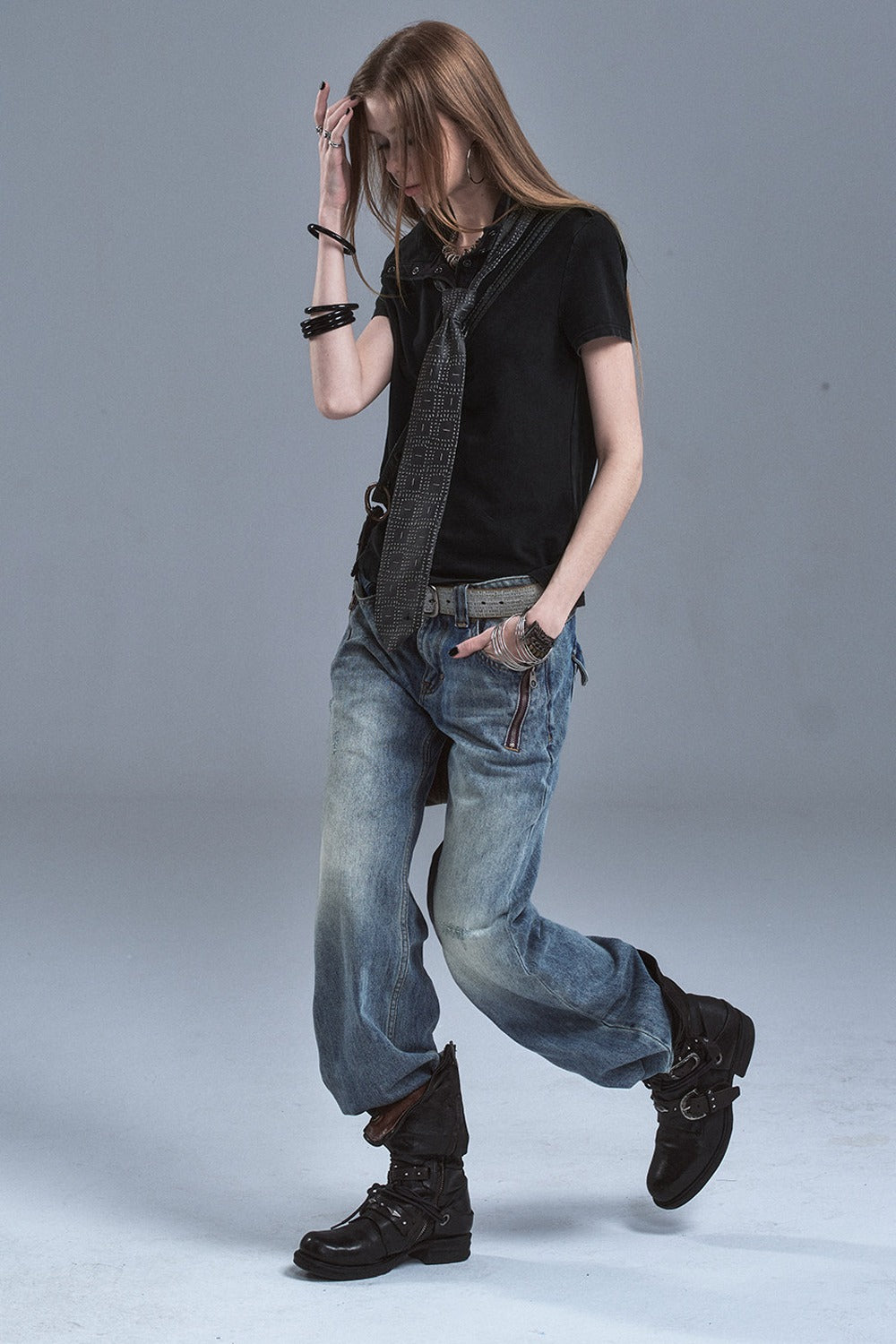 Distressed Pique Texture T-Shirt
