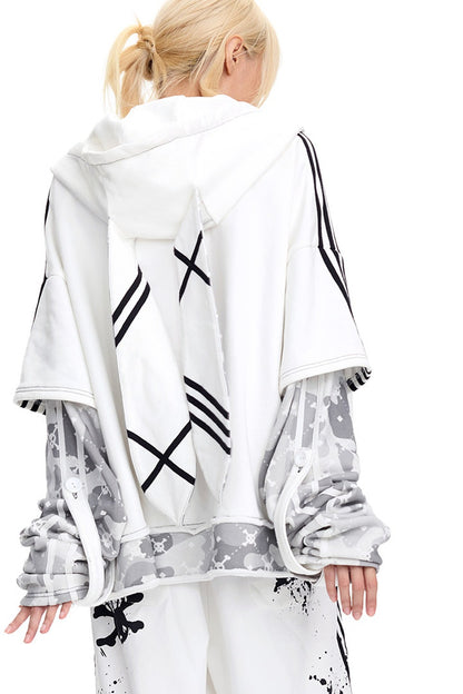 Skull Print Layered Bunny Ear Jacket