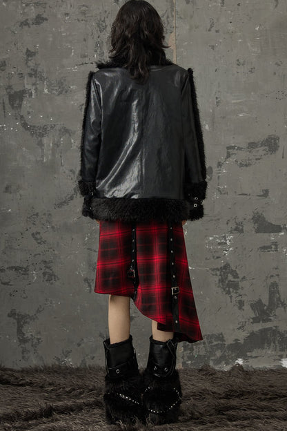 Punk-Star-Patchworkjacke mit Fell