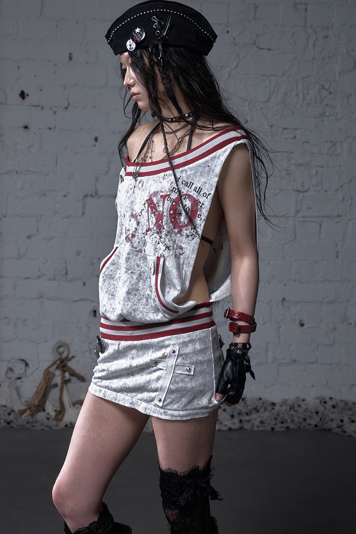 Distressed Punk Sleeveless Dress