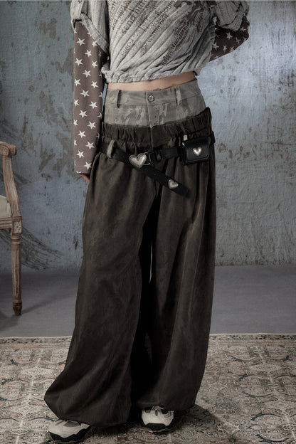 Double-Waist Belted Pants