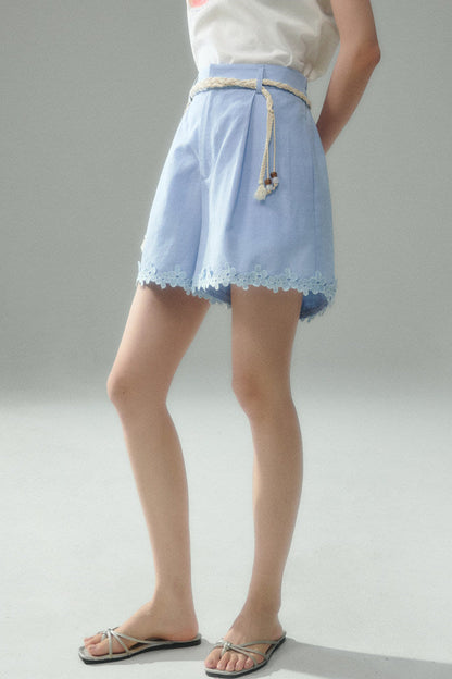 Tencel Lace Patchwork Shorts