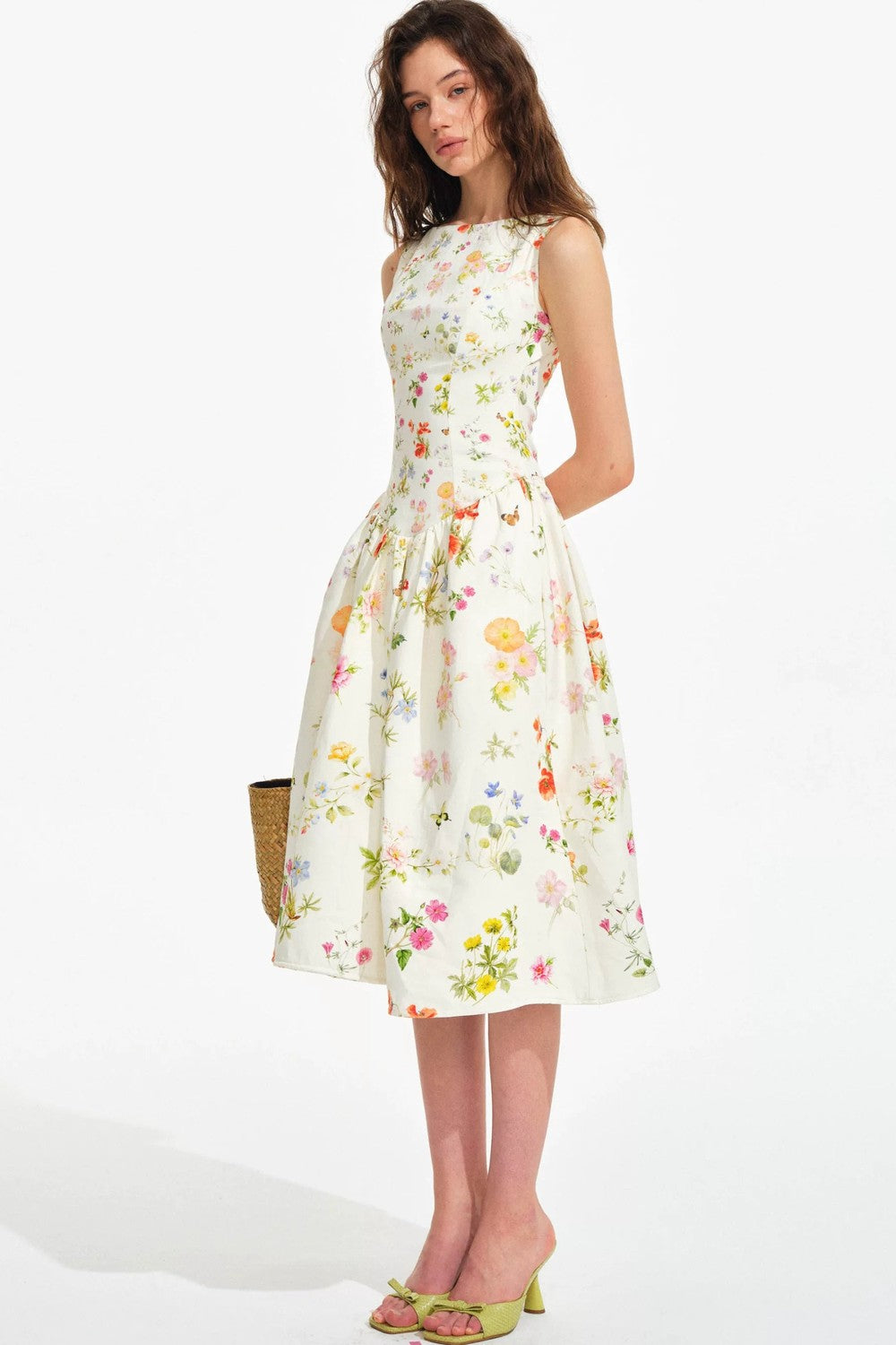 French Hand-painted Floral Tencel Dress