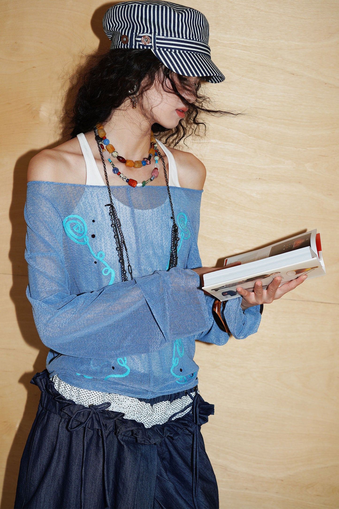 Textured Mesh Embroidery Top