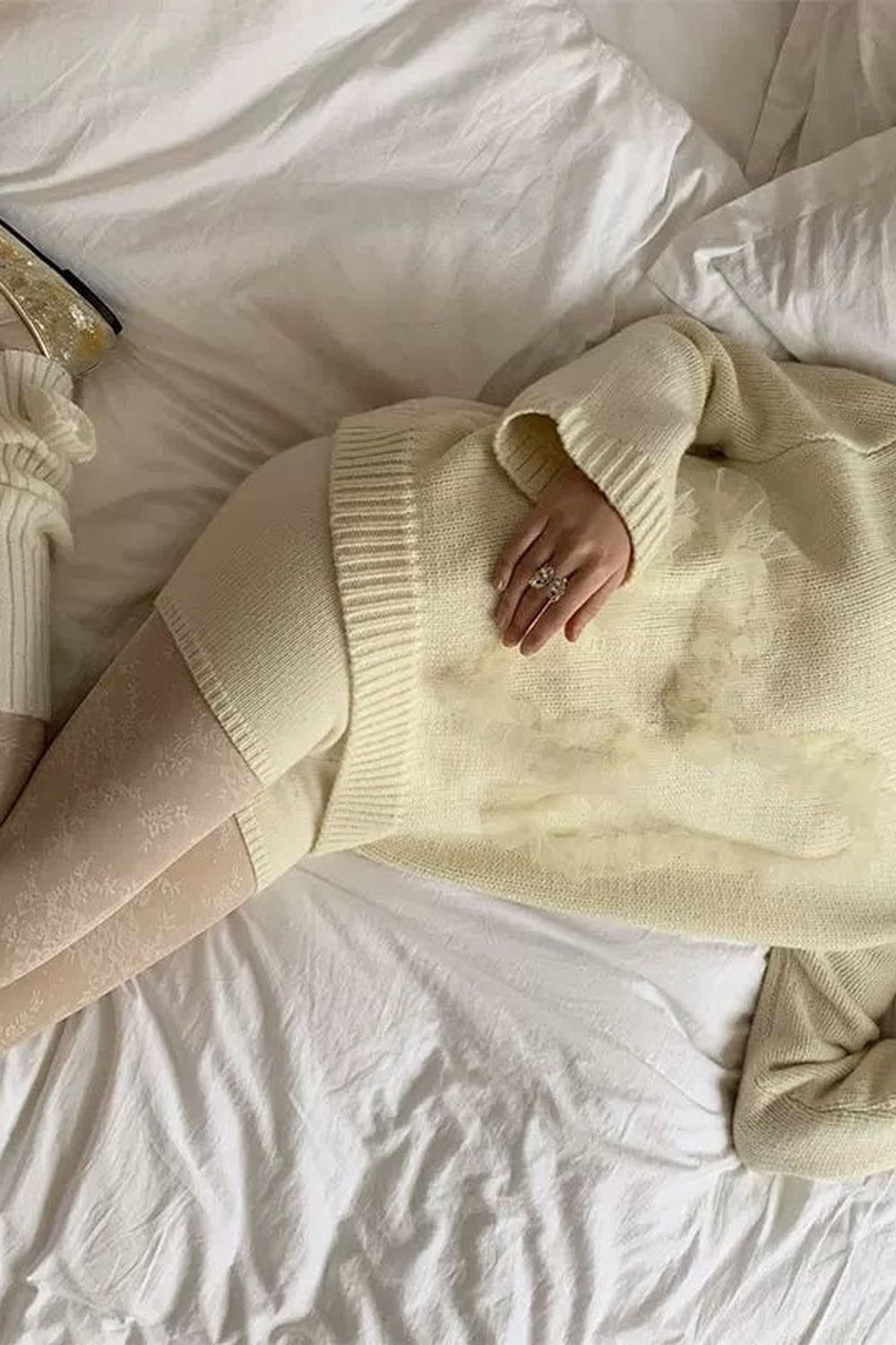 Beige Double-Layer High-Waisted Knit Base Shorts