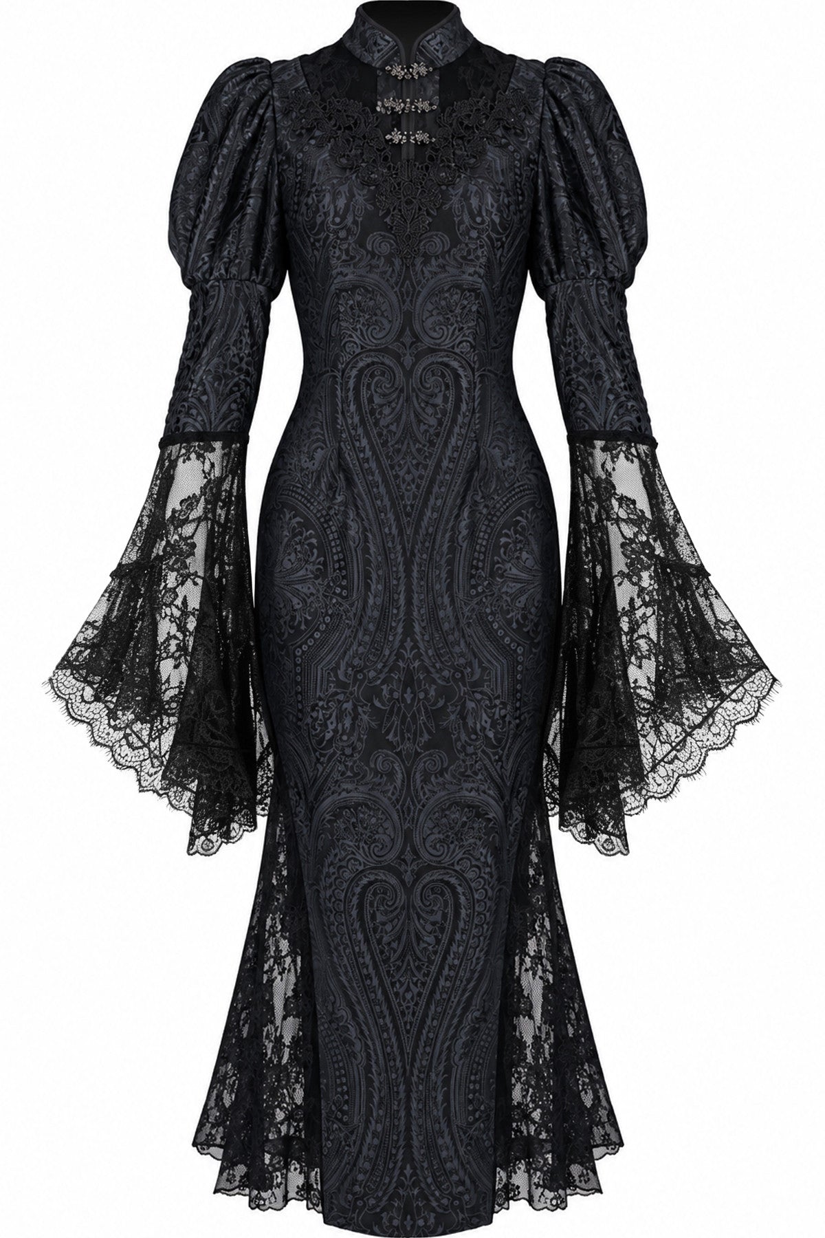 Jacquard Lace Velvet Mermaid Cheongsam Dress