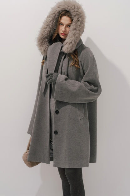 Fur Collar Wool Coat
