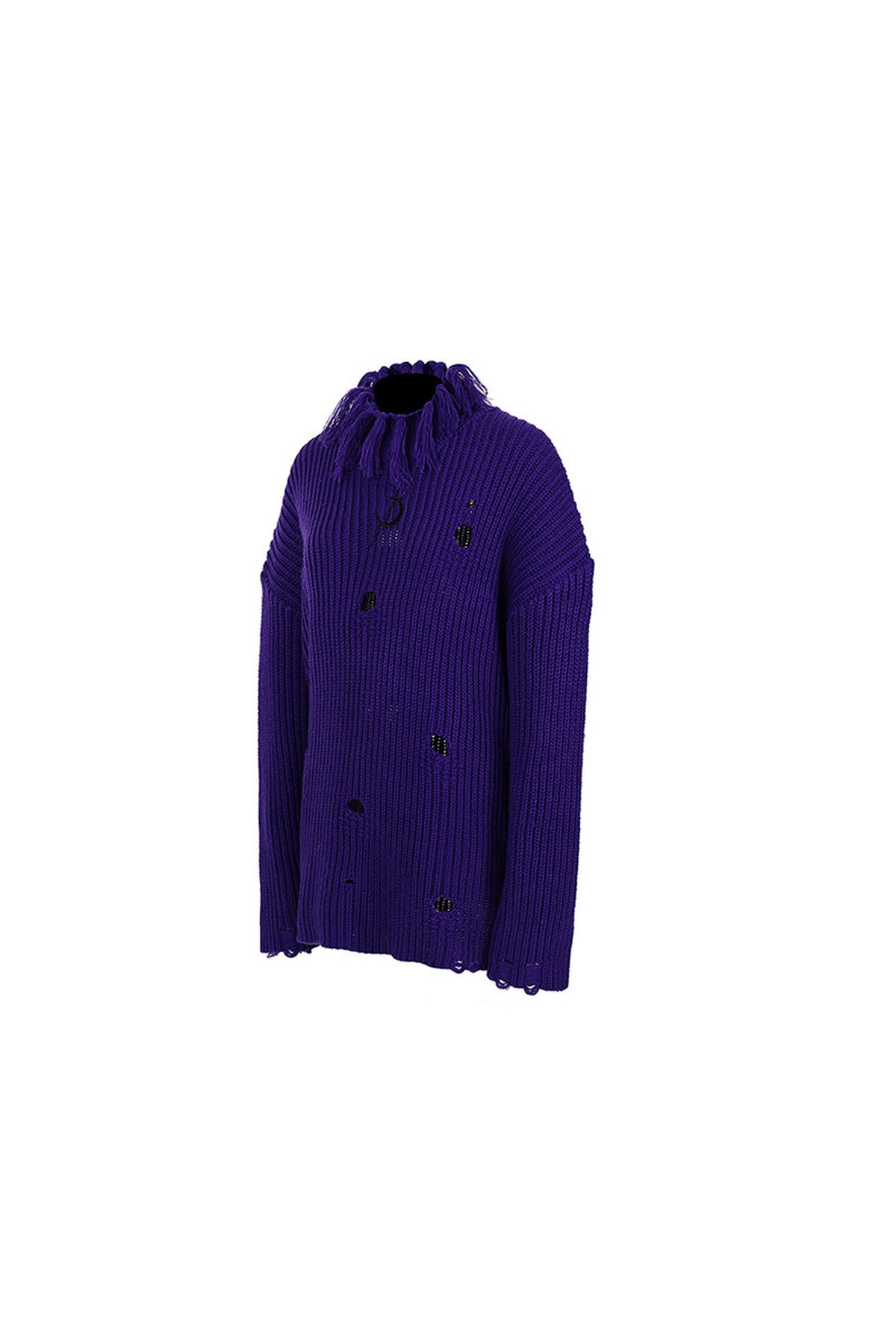 Tassel Turtleneck Ripped Oversized Sweater