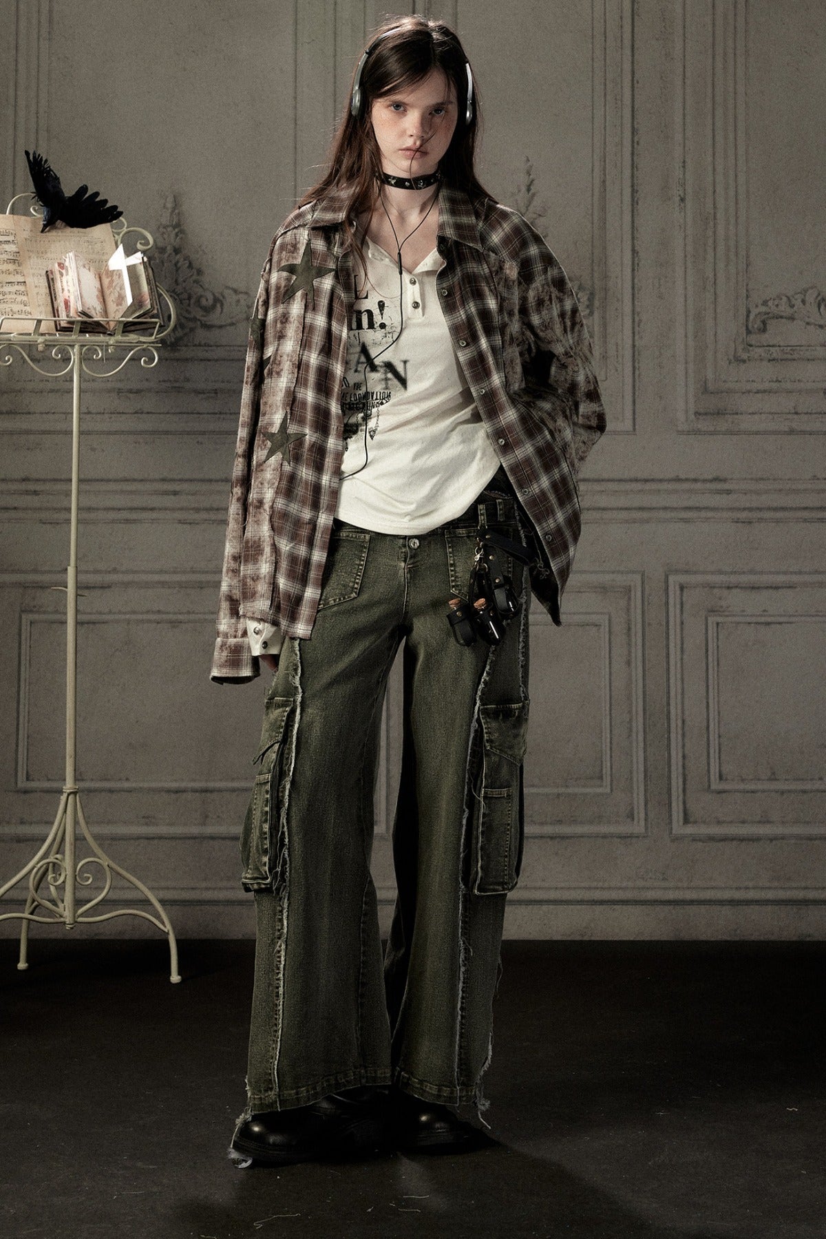 Coffee-Colored Plaid Shirt