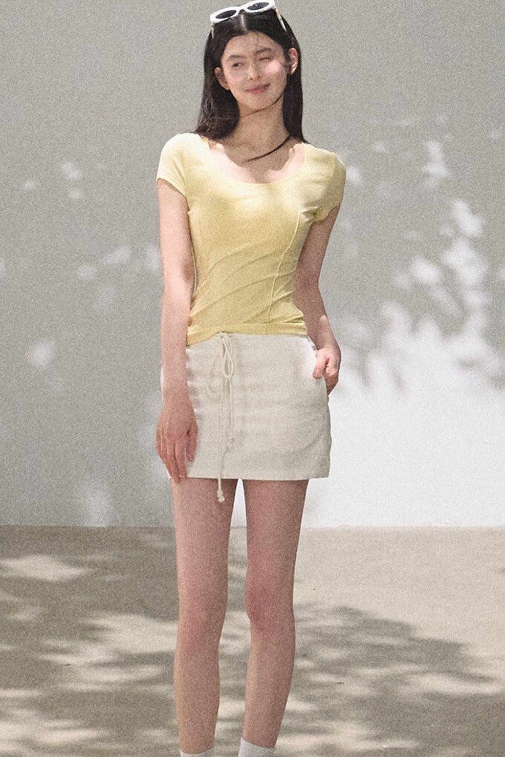 Lyocell V-Neck Short Sleeve Top