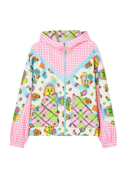 Floral Plaid Animal Hooded Jacket