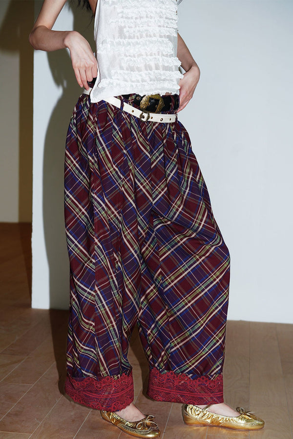 Retro Plaid Cotton Pants