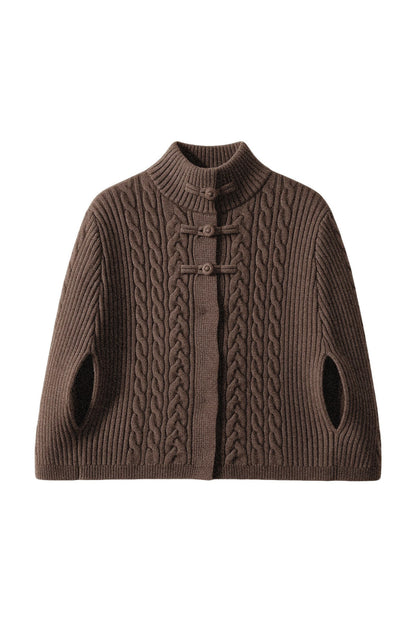New Chinese Style Cable Knit Cape