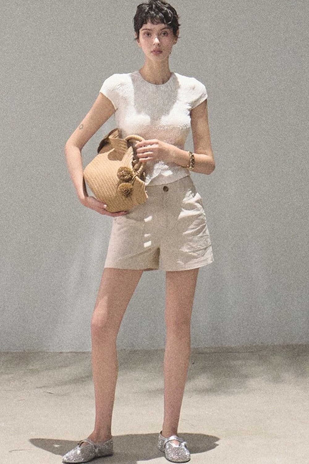 Lace Splice Short Sleeve Top