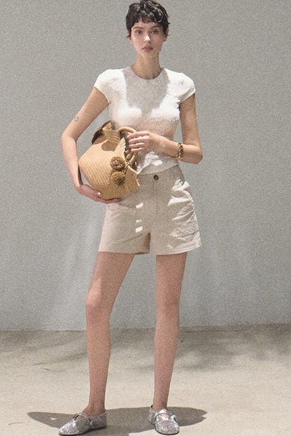 Lace Splice Short Sleeve Top