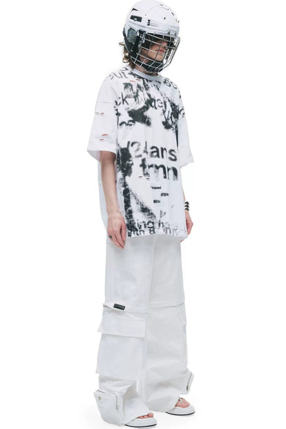 Laser Burned Floral Short Sleeve Top