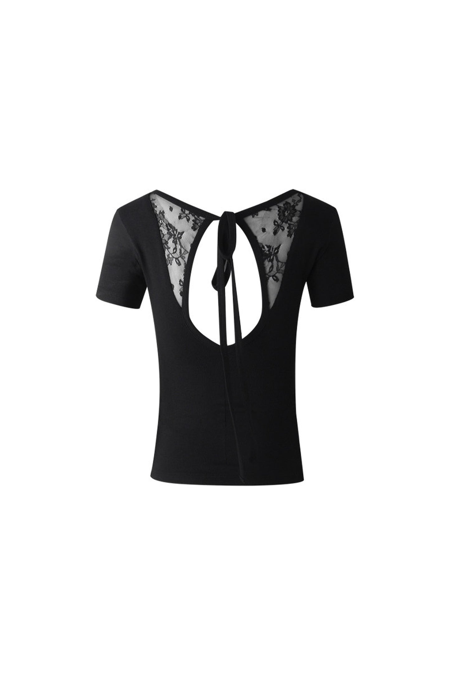 Lace Back Tie Short Sleeve Top