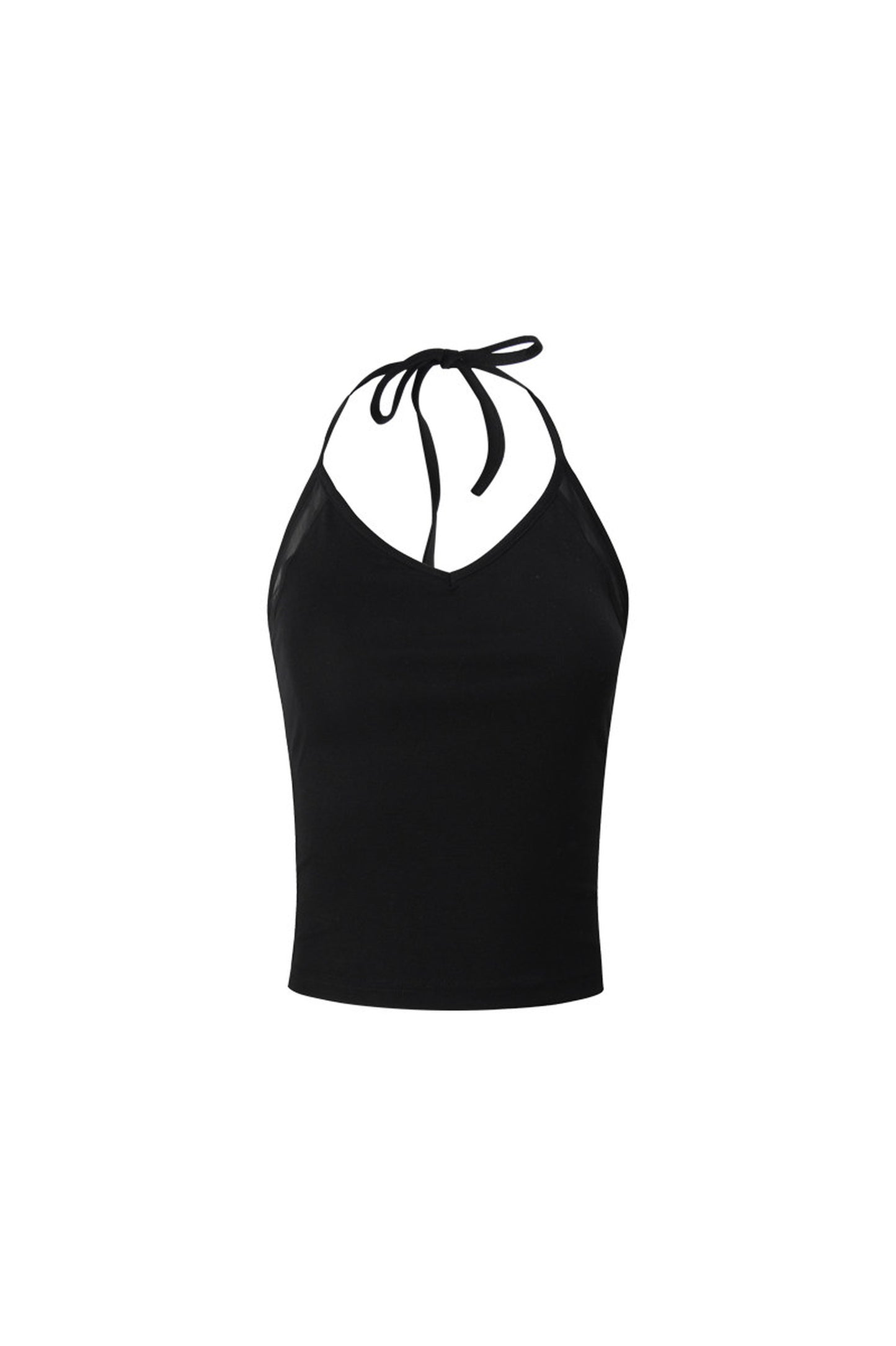 Black Mesh Halter Top And Flared Yoga Pants Set-Up