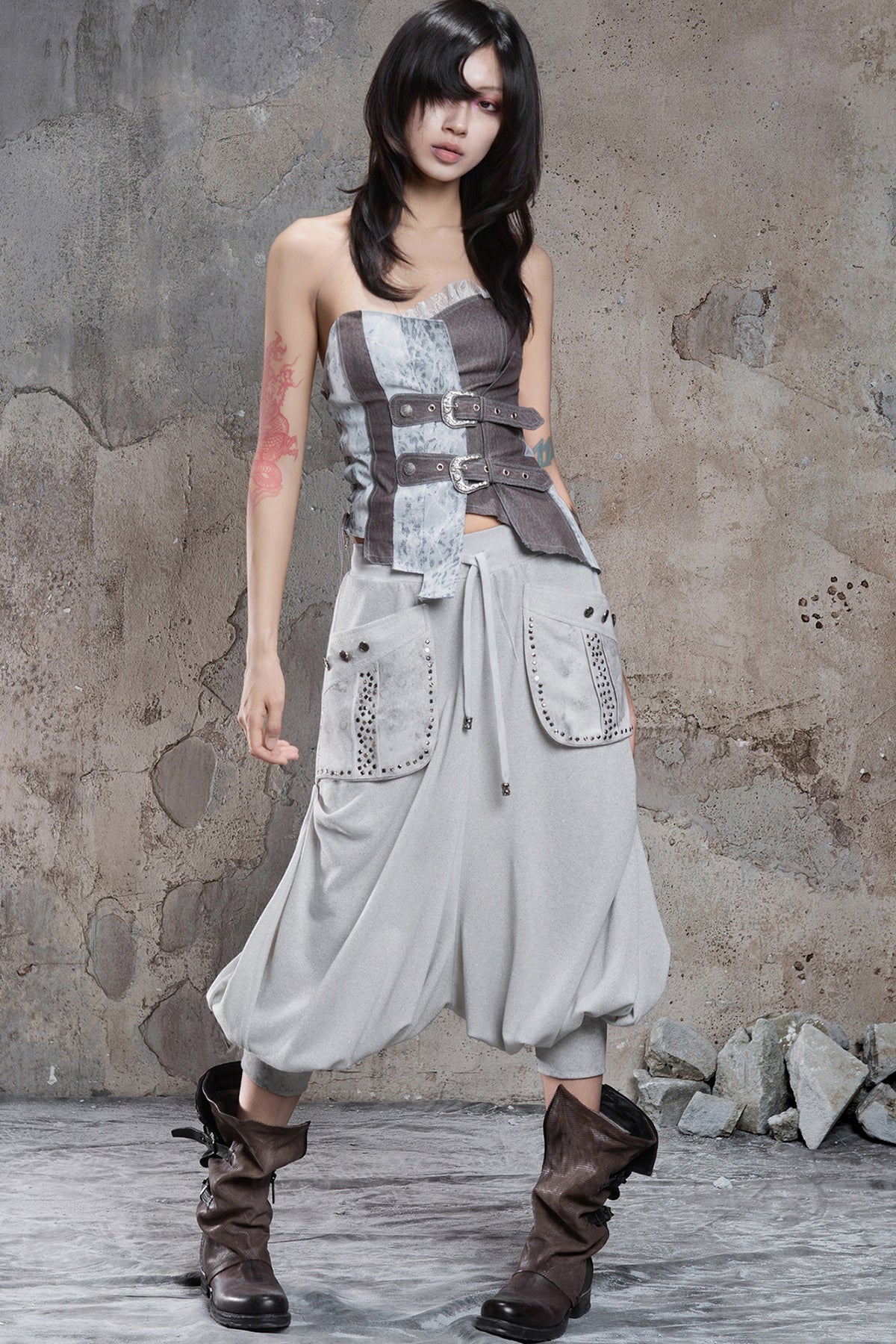 Punk Laced Irregular Tube Top