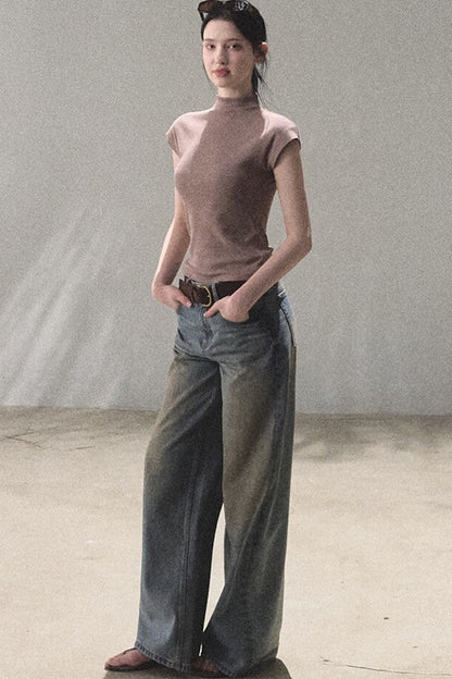 Ribbed Lyocell Short Sleeve Top