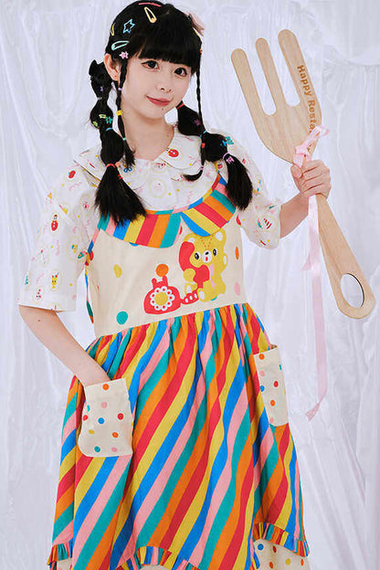 Robe à bretelles imprimé journal arc-en-ciel