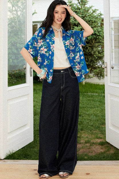 Bougainvillea Print Summer Blouse