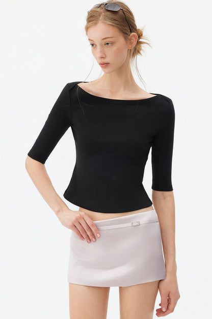 Satin Metallic Lace-Up Skirt