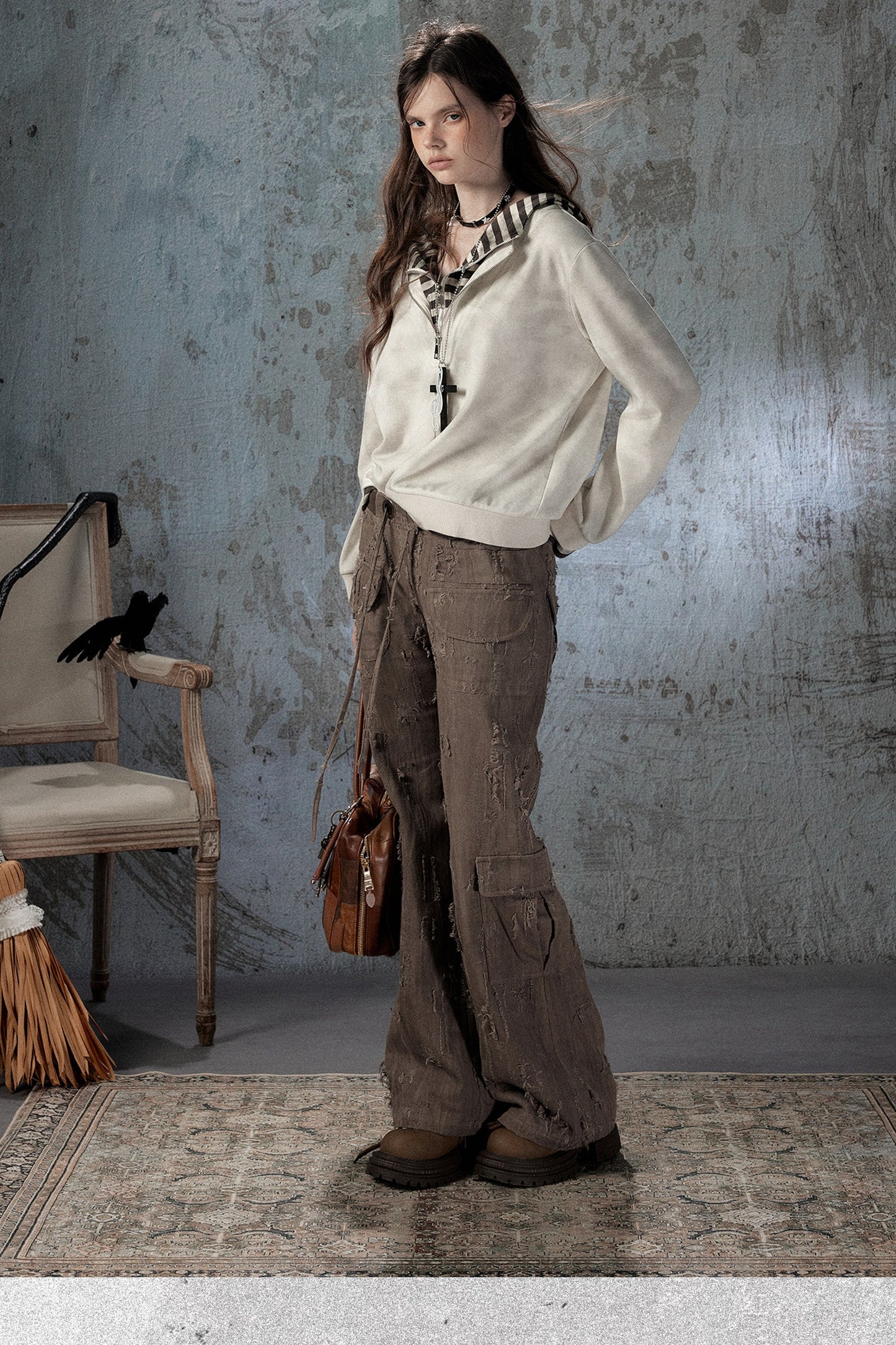 Felpa con cappuccio leggera tie-dye con mezza zip