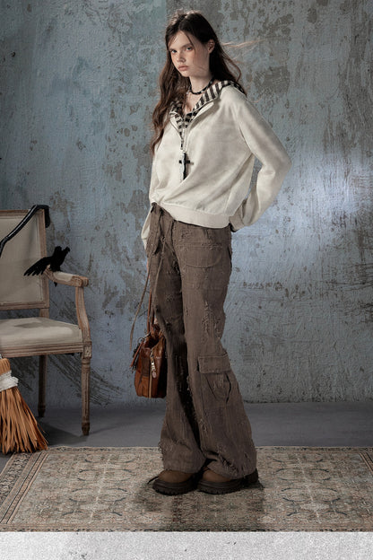 Felpa con cappuccio leggera tie-dye con mezza zip
