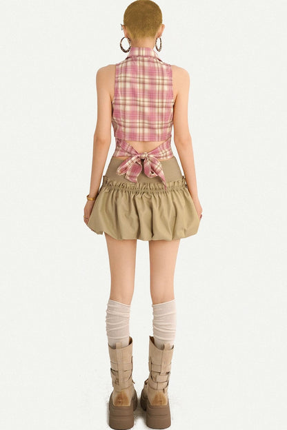Retro Plaid Sleeveless Top