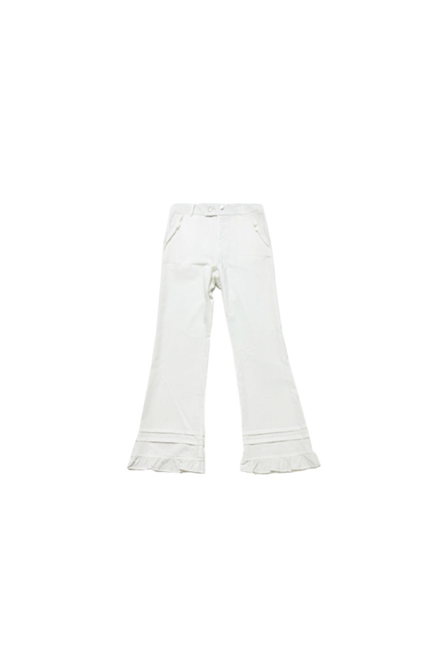 Ruffle Straight-Leg Flared Pants