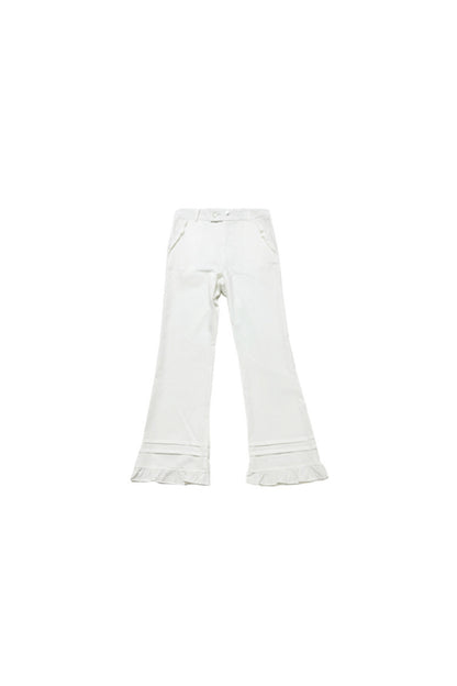 Ruffle Straight-Leg Flared Pants