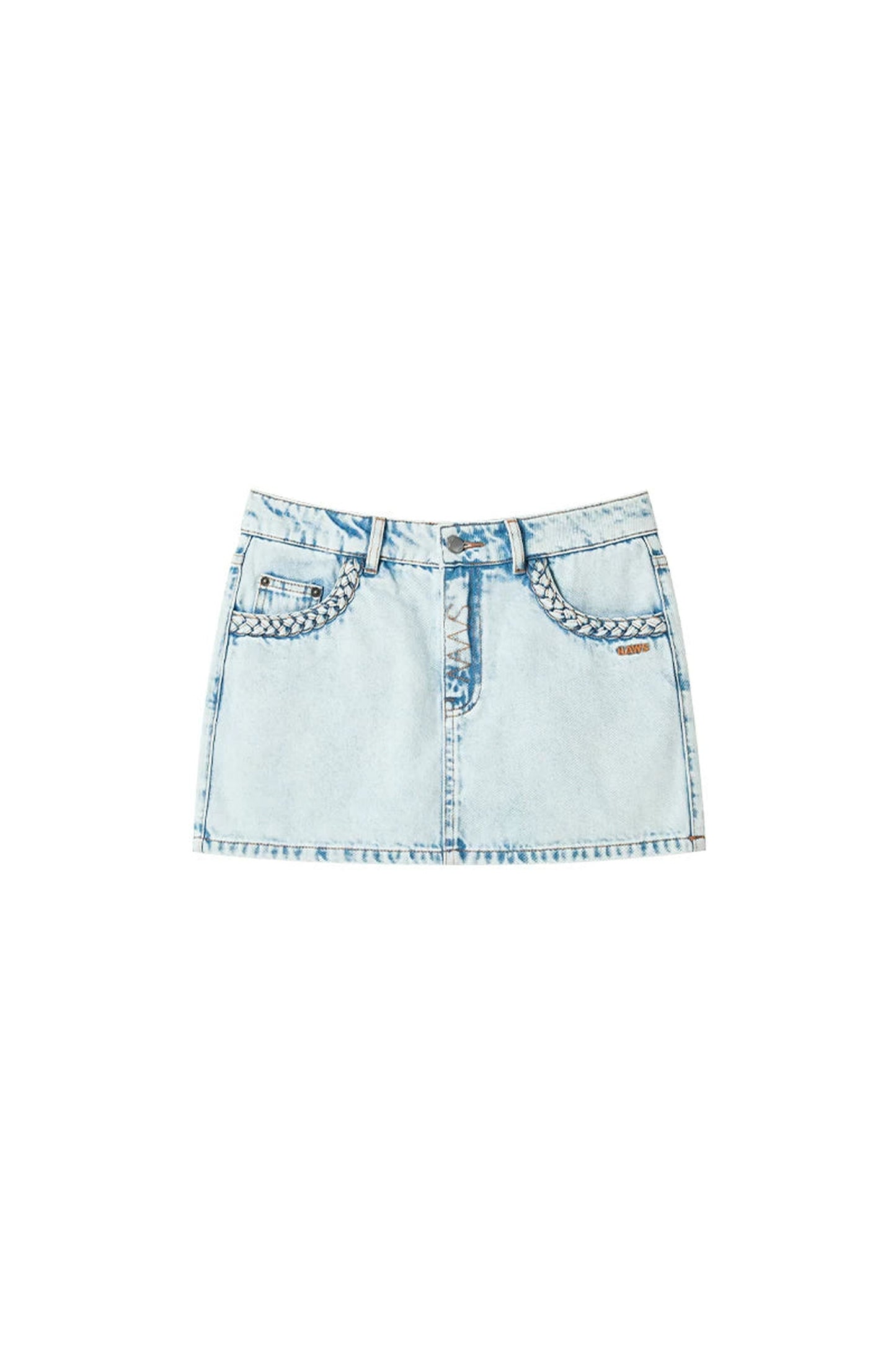 Braided Denim Sheath Skirt