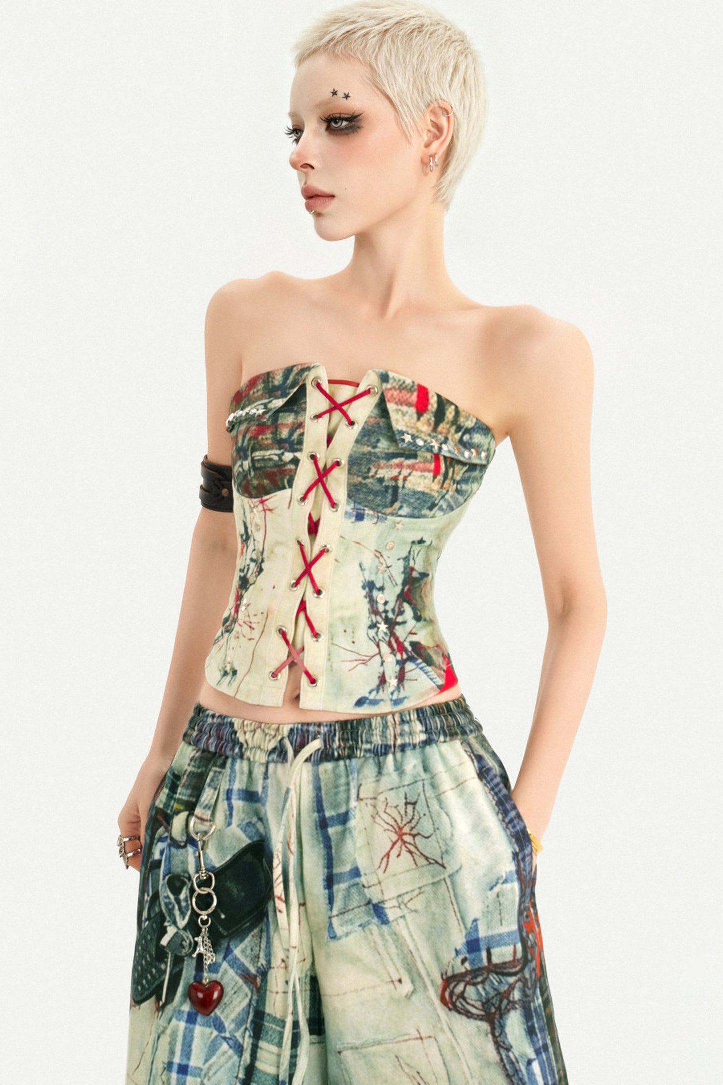 Printed Strapless Tube Top and Cropped Pants Set-Up