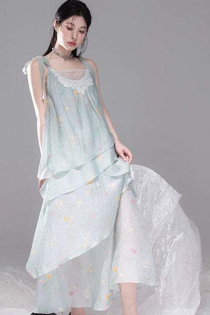 Sheer Lace Layered Lyocell Dress