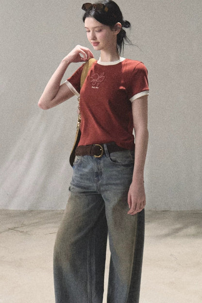 Color-Blocked Cotton Knit Top