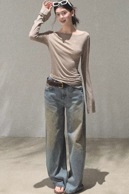 Printed Lyocell Linen Long Sleeve Top