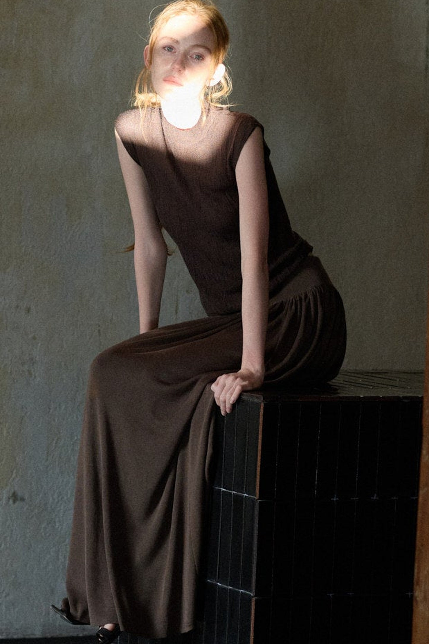 Coffee Tencel Knitted Top