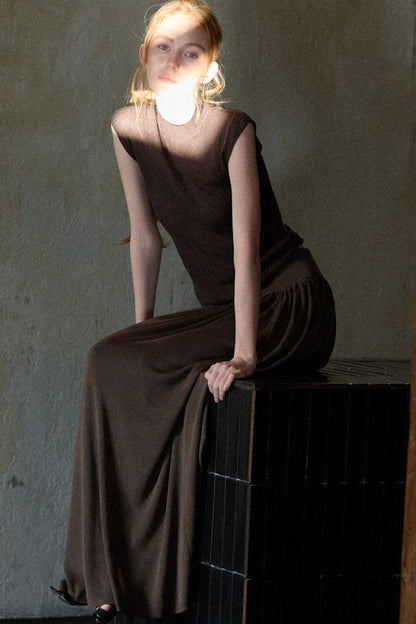 Coffee Tencel Knitted Top