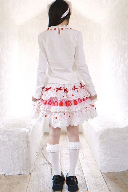 Strawberry Lace Collar Top