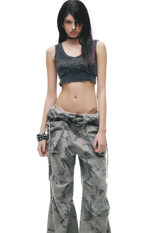 Distressed Beaded Tank Top