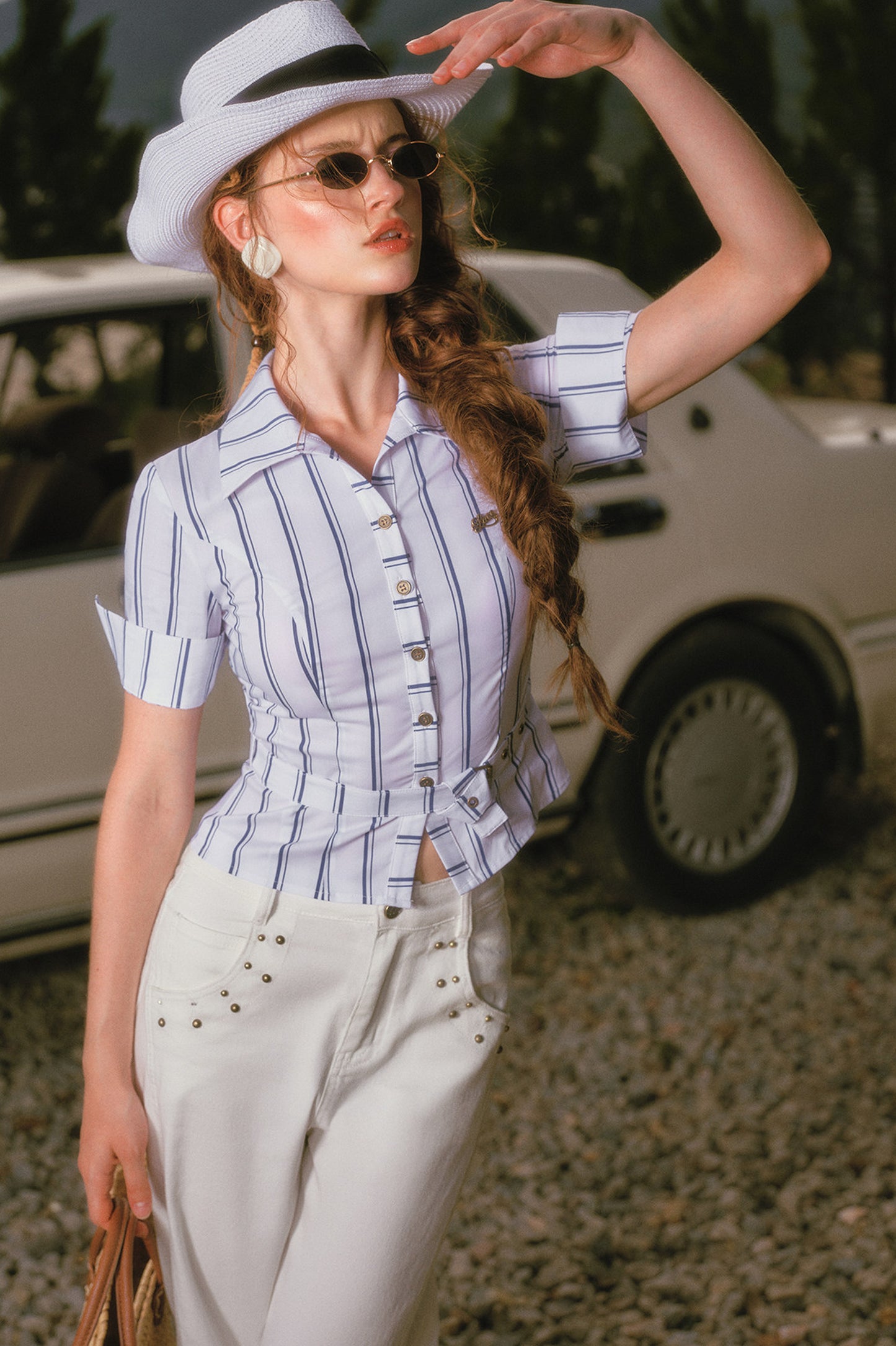 Striped Shirt and White Jeans Set-Up