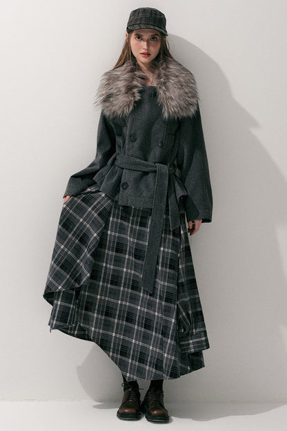 Irregular Layered Plaid Skirt