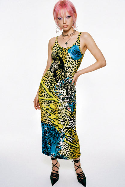 Retro Leopard Print Tank Dress